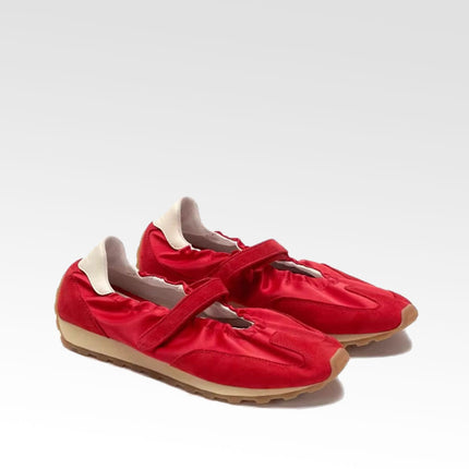 Red Mary Jane Shoes for Women 2026 Spring New Breathable Retro Ballet Style German Training Thin-Soled Casual Sports Shoes for Women