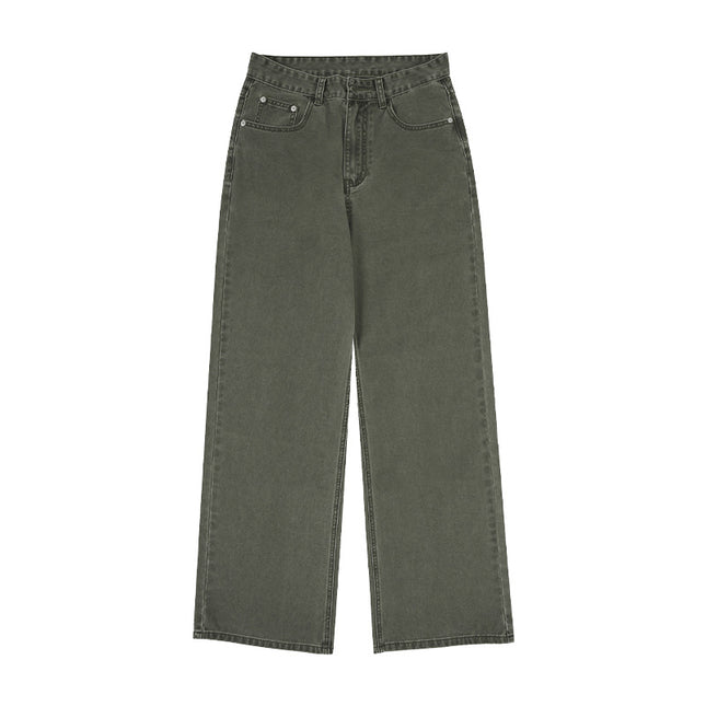 JIAMU Spring and Summer Couple Four-color Baggy jeans Neutral Wide Leg Dagging Loose Straight Casual Pants for Men and Women