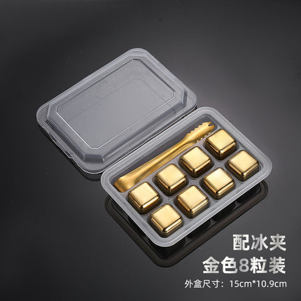 304 Food Grade Stainless Steel Ice Cube Quick-Frozen Ice Tartar Set Bar Whiskey Iced Red Wine Metal Ice Cubes