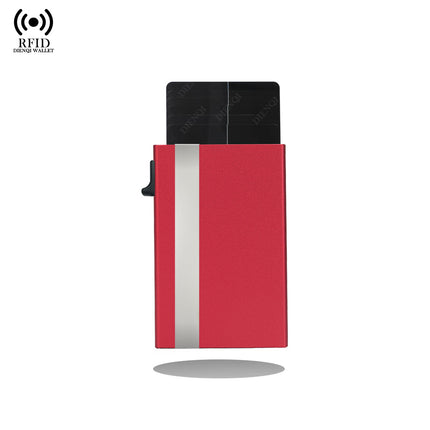 Rfid Metal Men's Card Holder Simple Ultra-Thin Bank Card Protective Cover Aluminum Alloy Side Push One-Click Card Anti-Theft Brush