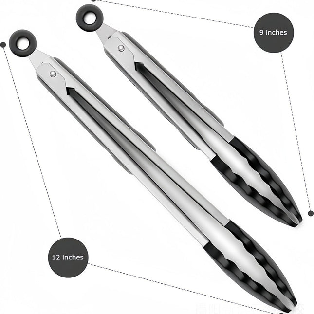 Silicone Clips for Kitchen Non-Stick Pans, Anti-Scalding and High Temperature Resistance, Household Barbecue and Steak Special Set, Stainless Steel Food Clips