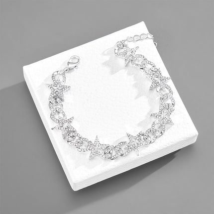European and American Fashion Explosions Niche Design Star Necklace Personality Diamond Cuban Chain Street Trend All-match Chain