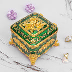Square rose gold green jewelry box