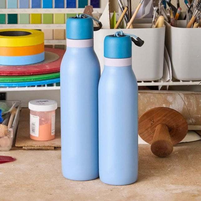 Stainless steel thermos mug Macaron color matching large capacity sports water bottle ins fashion outdoor portable with portable cup