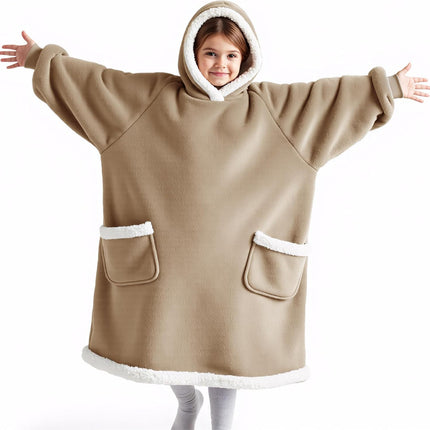 Lazy Pullover Long-Sleeve Pajamas with Lamb Fleece Tv Blanket Hoodie, Tv Blanket Manufacturer, Thickened Thermal Clothing for Warmth