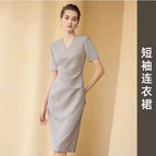 light gray short-sleeved dress / S