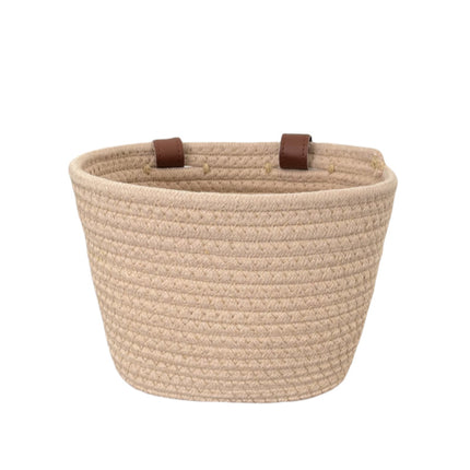 Hand-woven cotton rope children's bicycle front basket basket can put snacks toy basket foldable hanging basket