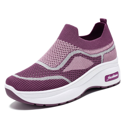 Mom's Shoes, Casual Style Women's Shoes, Wholesale and Dropshipping, Height-Increasing Shoes, 2026 New Style, Fly-Knit Breathable Thick-Soled Mesh Shoes