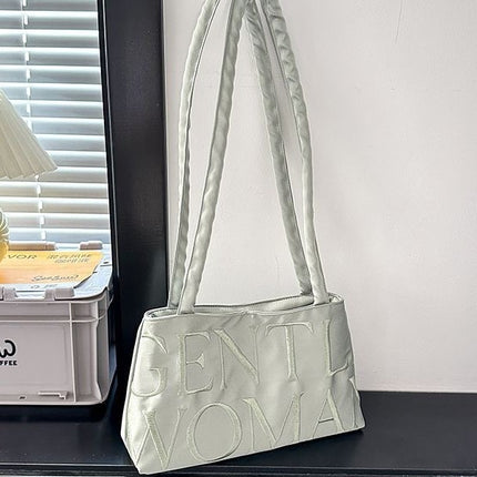 Thai Trendy Cross-Border Niche Design Satin Letter Embroidery Magnetic Buckle Handbag Versatile Crossbody Bag