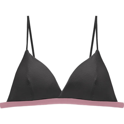 Contrasting Color Simple Style Beautiful Back Nearby Girl's Non-marking Triangle Cup Thin Strapless Non-rimmed Bra Sexy Bra