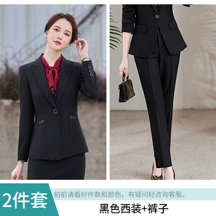 Amazon European and American Cross-Border Popular Commuter Foreign Trade Women's Blazer Professional Pants Dress Two-Piece Suit