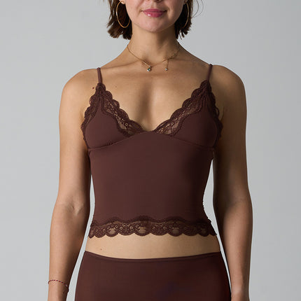 Lace Top Sk's Ultra-Elastic, Lightweight, Sleeveless Vest Without Chest Pads, Sexy Lace Trim, Adjustable Deep V Straps