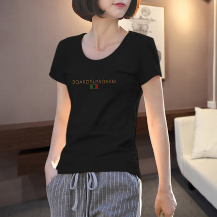 2025 New Summer White Short-Sleeved T-Shirt Women's V Neck Printed Korean Style Foreign Style Slim Shirt Simple Half-Sleeved