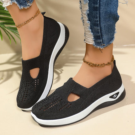 Cross-Border Dropshipping of Large-Size Women's Shoes, Breathable and Comfortable Single Shoes Wholesale, Casual and Versatile Mesh Shoes for Middle-Aged and Elderly Mothers