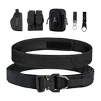 Black - belt + waist bag + keychain + water bottle buckle + double magazine bag + holster six-piece set