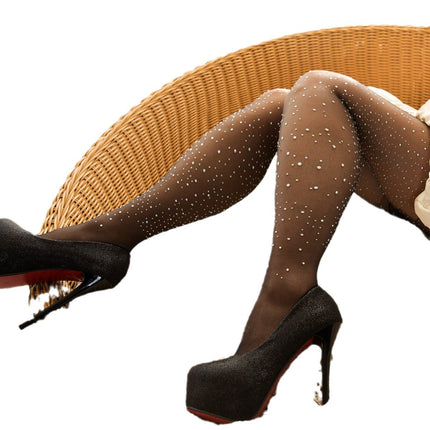 Cross-Border Hot-Selling Pantyhose, Shiny Silver Thread, Non-Snagging, Glossy Black Stockings, Spring Season Leg-Enhancing Magic