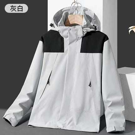23657 Spring and Autumn Outdoor Men's Color Block Thin Hooded Jacket Xizang Casual Sports Men's and Women's Jacket