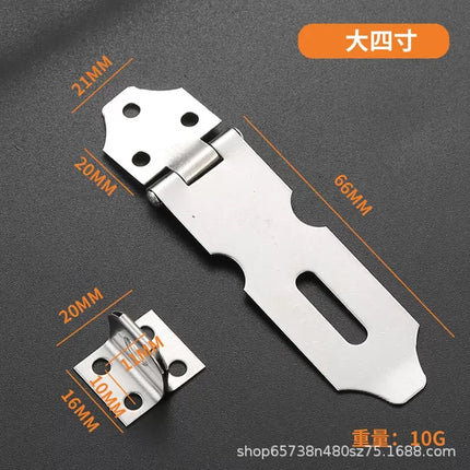 Stainless Steel Latch Lock Door Nose Wooden Door Surface-Mounted Bolt 90-Degree Right Angle Lock Plate Door Buckle Door Bolt Door Lock with Lock