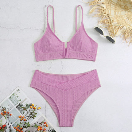 2024 New European and American Bikini Women's Swimsuit High Waist Sexy Swimwear Fashionable Separates Swimsuit Special Material Fabric