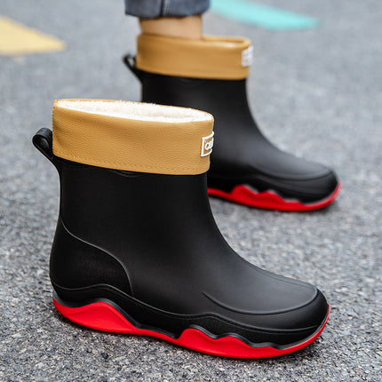 Men's Fashionable New Chelsea Mid-Calf Rain Boots for Couples, Non-Slip Waterproof Boots for Adults, Outdoor Rubber Shoes