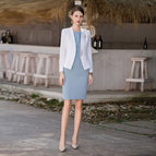 White suit + blue dress / XXL