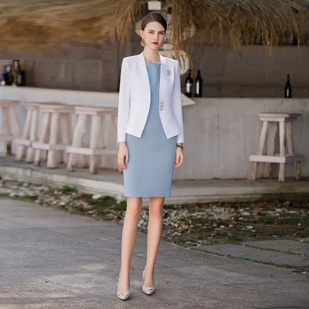 Spring and Autumn new fashion temperament goddess fan professional suit office white collar work clothes broadcast host formal wear