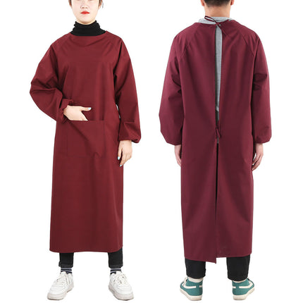 Long sleeve apron overalls oil-proof waterproof adult men's and women's overalls kitchen work work anti-dress apron wholesale