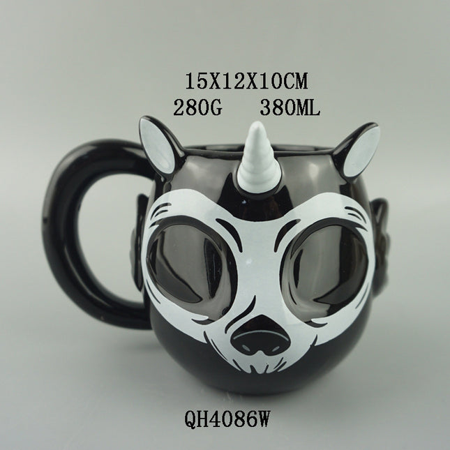 Factory Amazon popular Unicorn ceramic coffee cup funny Halloween cartoon mug student cute gift