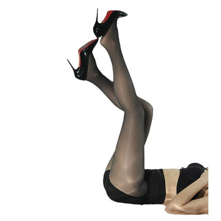 Flower Fairy Black Silk Waterlight Skin-transmitting Pants Autumn and Winter fleece-lined Thickened Naked High Waist Abdominal Hip-lifting Light Leggings