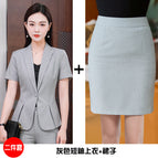 gray suit gray skirt / S