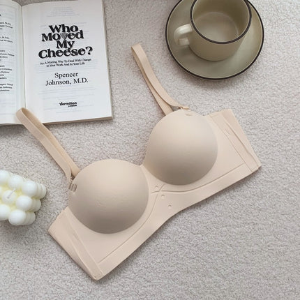 Summer sexy half cup seamless detachable strapless underwear women's push up small chest large wireless bra bra