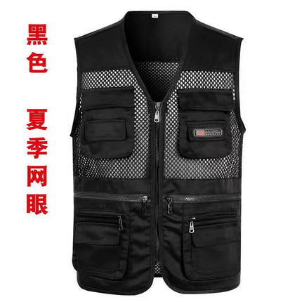 Spring and Summer Mesh Vest for Middle-Aged People Fishing All Seasons Multi-Pocket Vest Men's Spring and Autumn Casual Tactical Vest Dropshipping