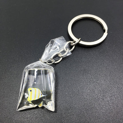 Creative Water Bag Fish Pendant Key Chain Novelty Goldfish Jewelry Backpack Pendant Keychain 7432
