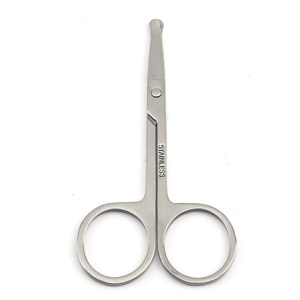 Spot Wholesale Stainless Steel Eyebrow Trimming Scissors Eyebrow Trimming Scissors Beauty Special a Scissors Beard Scissors Round Head Nose Hair Scissors