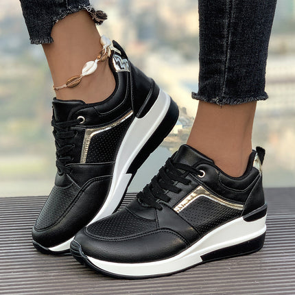 Women's Sports Casual Shoes European and American New Fashion Wedge Thick Sole Casual Sports Women's Single Shoes 43 Large Size Wholesale