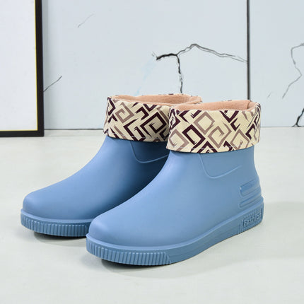 Women's Rain Boots Low-Top Fashion Water Shoes New Non-Slip Rain Boots Durable Kitchen Adult Warm Water Boots Rubber Shoes Wholesale