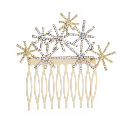Cross-Border European and American New Fashion Bridal Snowflake Hair Comb Insert Comb Hair Crystal Headdress Hair Accessories Hair Comb Jewelry Gift