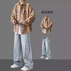 Khaki jacket + blue jeans two-piece set high quality / M