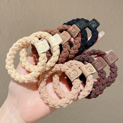 High-End Black Ponytail Hair Rope, Durable Large Intestine Hair Tie, Small Intestine Headband, Scalp Band, Headband, Women's Hair Accessories, Leather Case