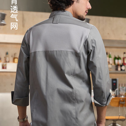 Tesme High-end Chef Work Clothes Long Sleeve Men's YKK Zipper Western Restaurant Catering Baking Hotel Kitchen