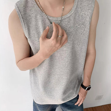 Lightning Dark Pattern Embroidered Sports Vest Men's Summer American High Street Handsome Sleeveless T-Shirt Fitness Vest Singlet