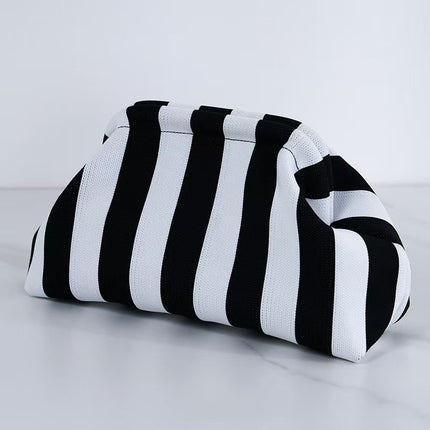 Explosive Cross-border Woven Cloud Bag Girl's Commuter All-match Striped Bag Outdoor Travel Storage Portable Bag Clamp Bag