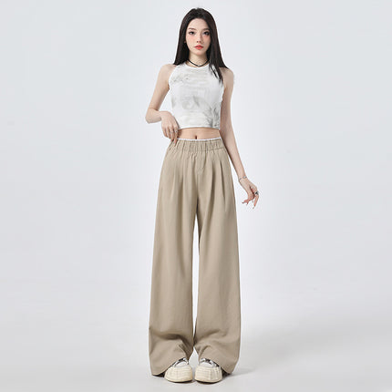 High-grade Tencel Casual Pants Women's Spring and Summer Thin Mori Lace Pants with Loosening Waist and Straight Straight Pants