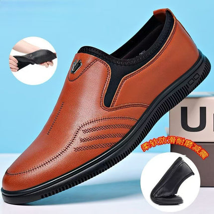 Men's leather shoes soft leather soft bottom business casual men's shoes work security work father shoes wholesale a generation of hair
