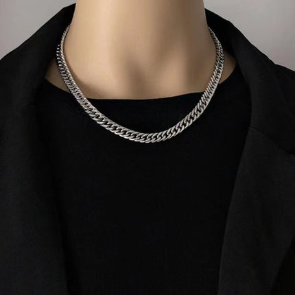 European and American Encrypted Titanium Steel Necklace Men's Fashion Non-Fading Domineering Fashion Manufacturer Wholesale Stainless Steel Hip-Hop Jewelry
