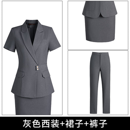 Short-sleeved professional suit suit women's summer high-end elegant hotel front desk manager work clothes beauty salon gold shop work clothes
