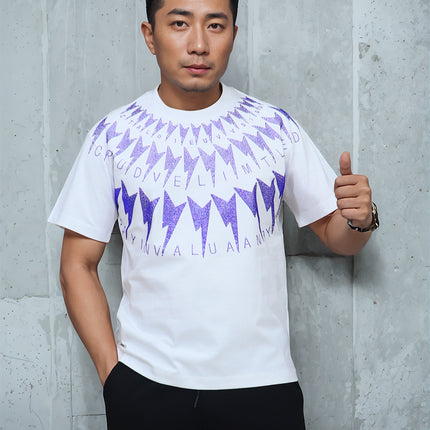 340kg plus fat plus size European trendy brand blockbuster hot drilling lightning men and women wear loose short sleeve T-shirt fat jacket