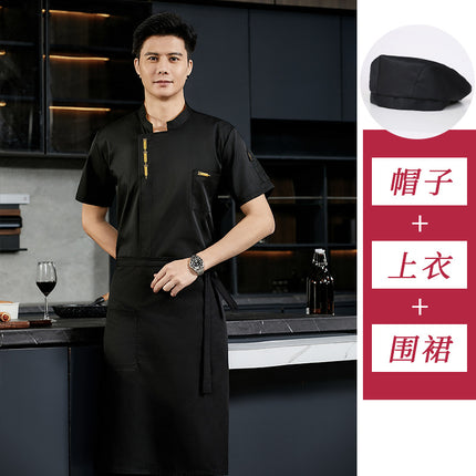 Chef overalls short sleeve summer restaurant canteen kitchen baking cake shop chef clothing manufacturers wholesale