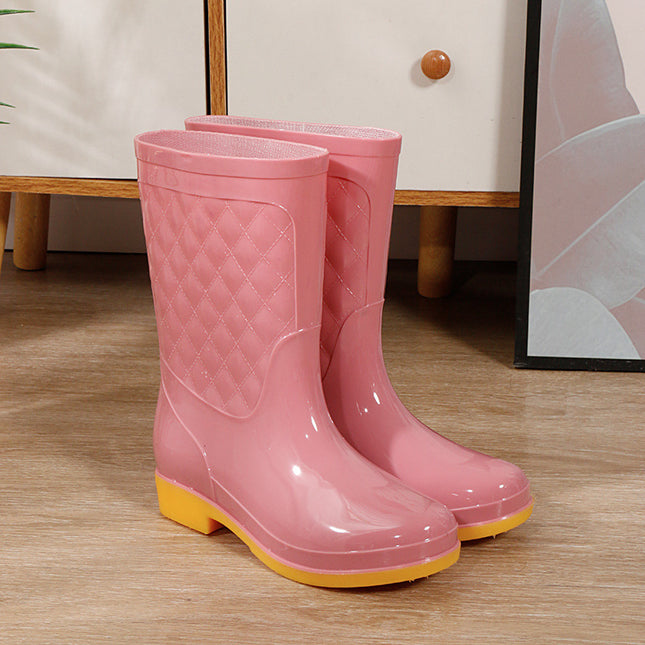 Rain Boots women's new fashion outdoor water shoes women's waterproof non-slip rain boots fleece-lined tendon sole rubber shoes overshoes 2022