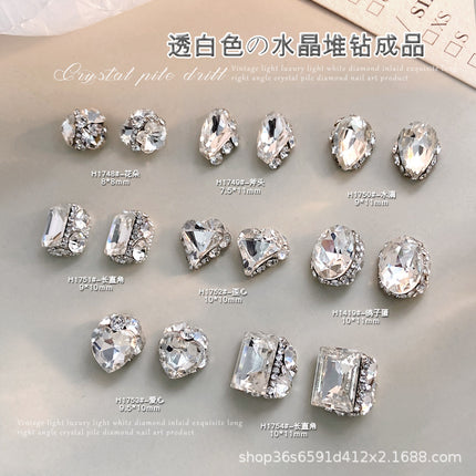 White-transparent finished pile drill nail art accessories high-level hand pile drill ball flash full drill large right angle nail drill accessories